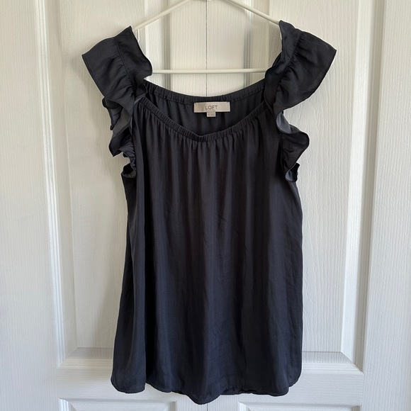 LOFT Mixed Media Flutter Sleeve Top - Picture 2 of 4